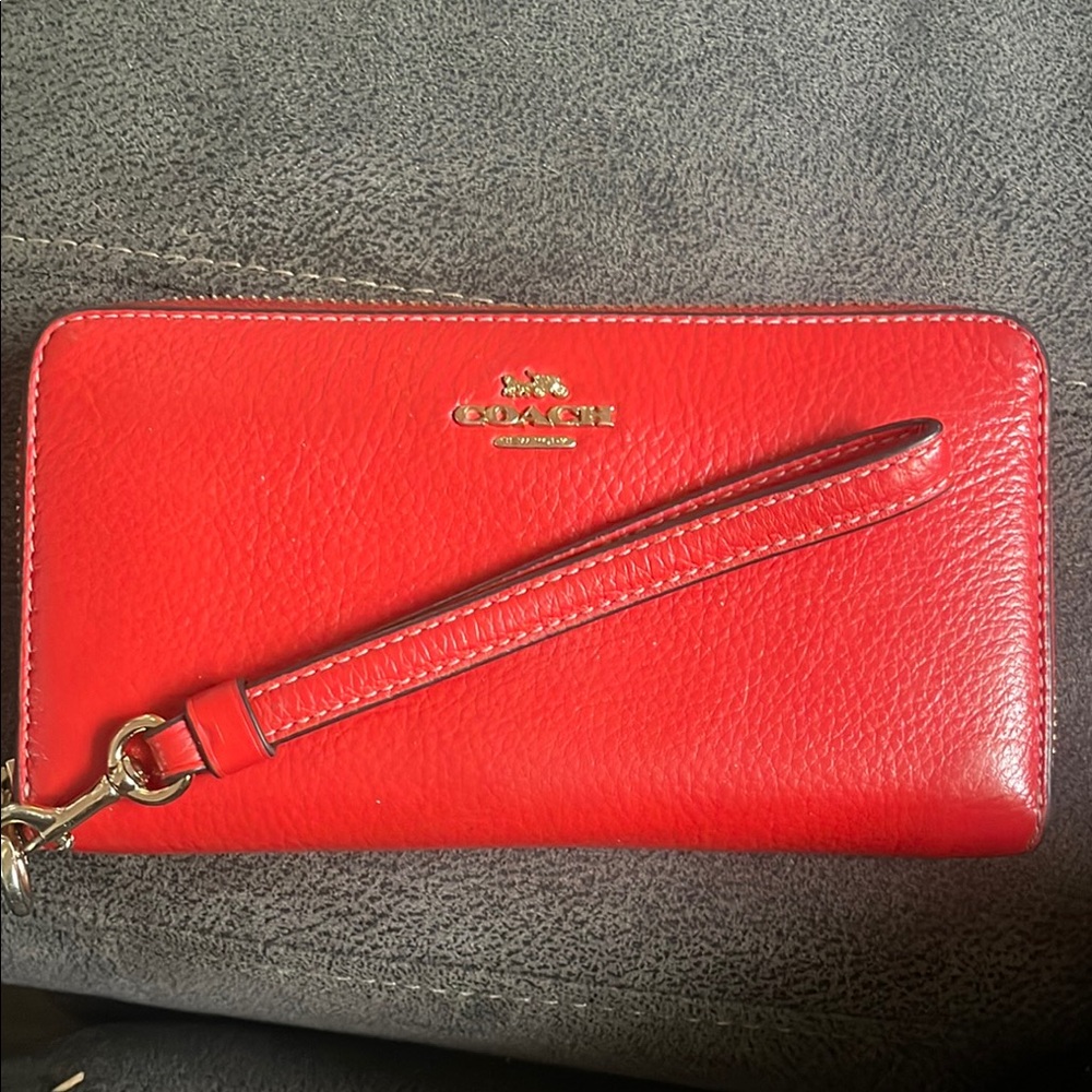 Coach Red Leather Wristlet Wallet